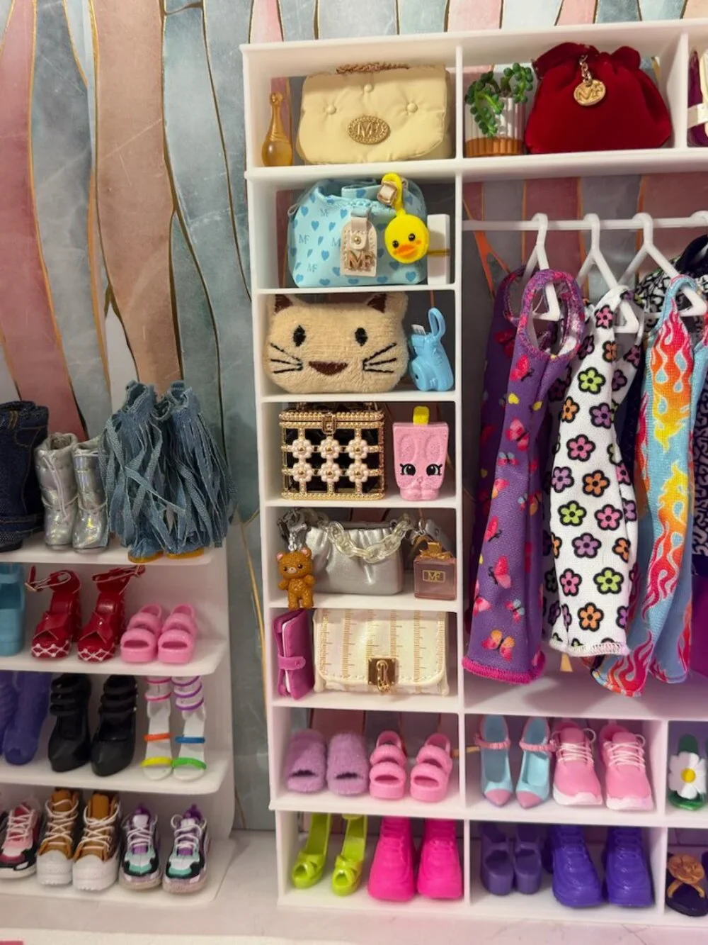 Barbie Closet + Shoe Rack Bundle | Doll Closet Organizer Shelf for Accessories